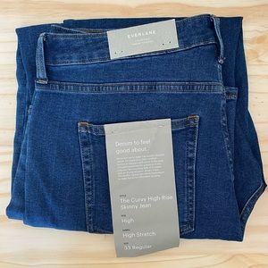 NWT Everlane Size 33 Regular Curvy High-Rise Skinny Jeans in Medium Blue